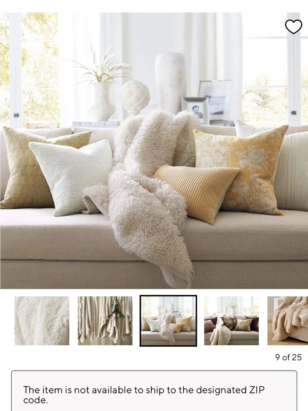 Pottery Barn NWT Dream Fur Throw, Ivory 50”x60”